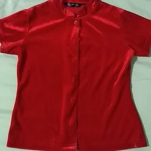 Jeanie Bleu Crushed Velour Short sleeve shirt